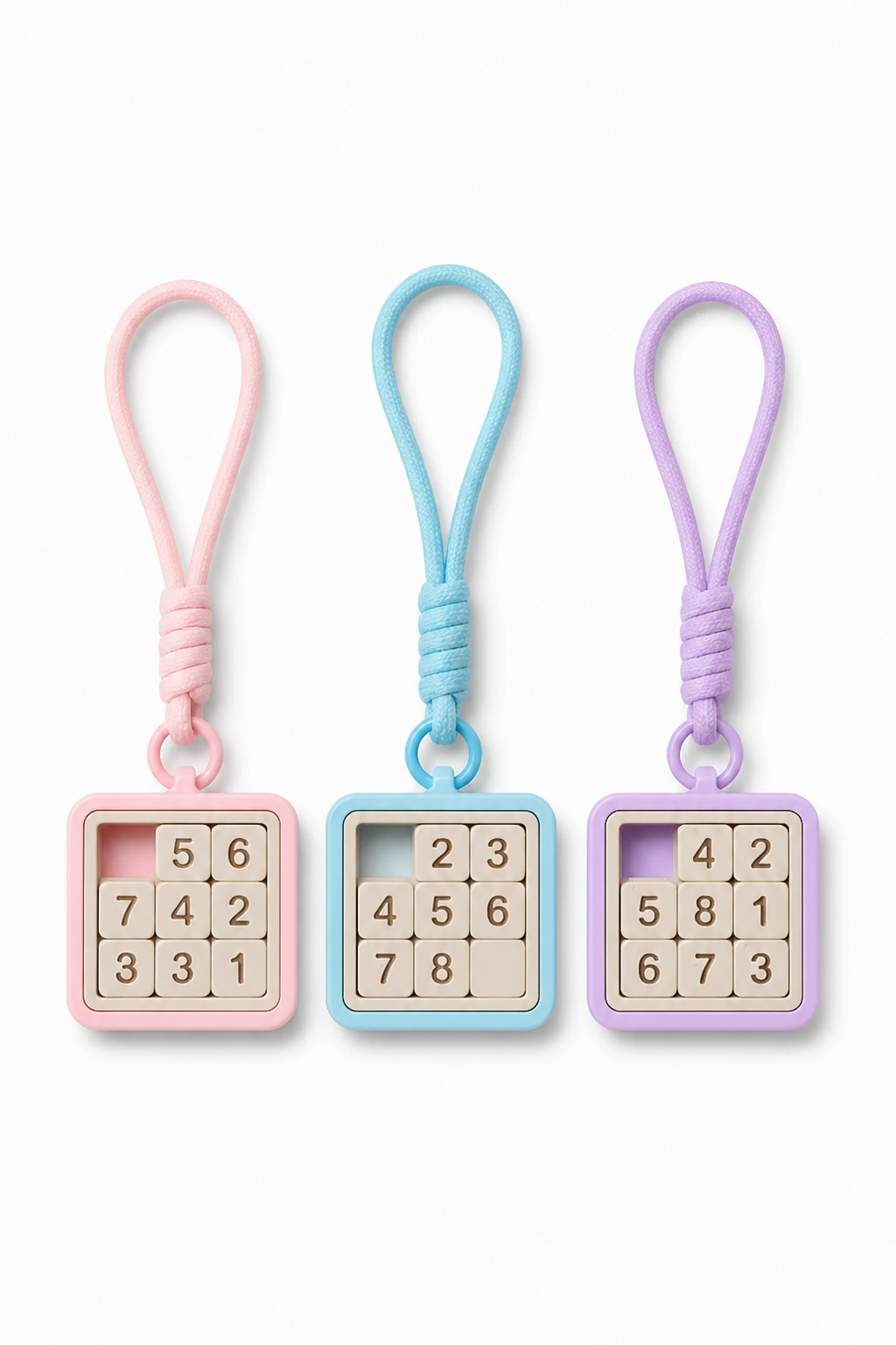 Sliding number puzzle keychain