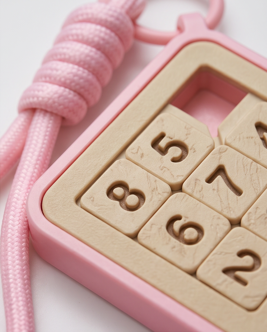 Sliding number puzzle keychain