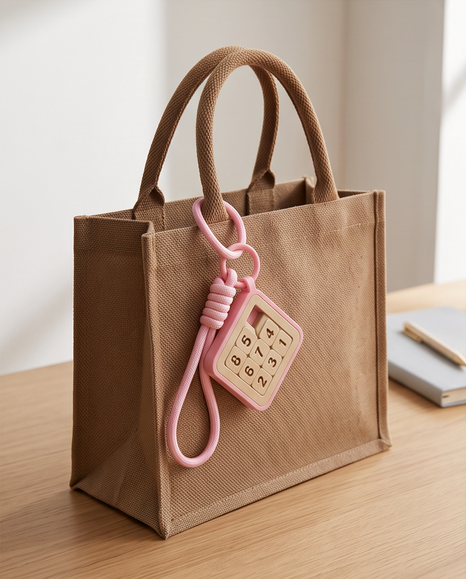 Sliding number puzzle keychain